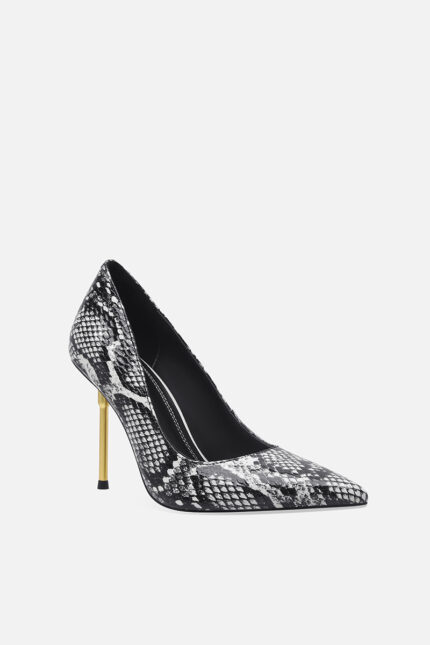 Serpentine leather high heels