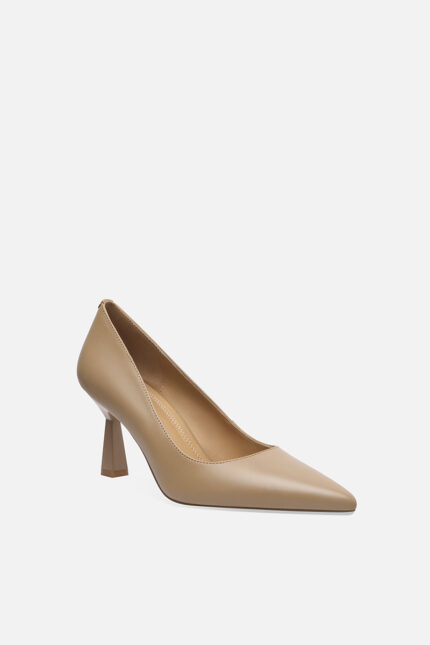 Solid colored top layer cowhide high-heeled shoes